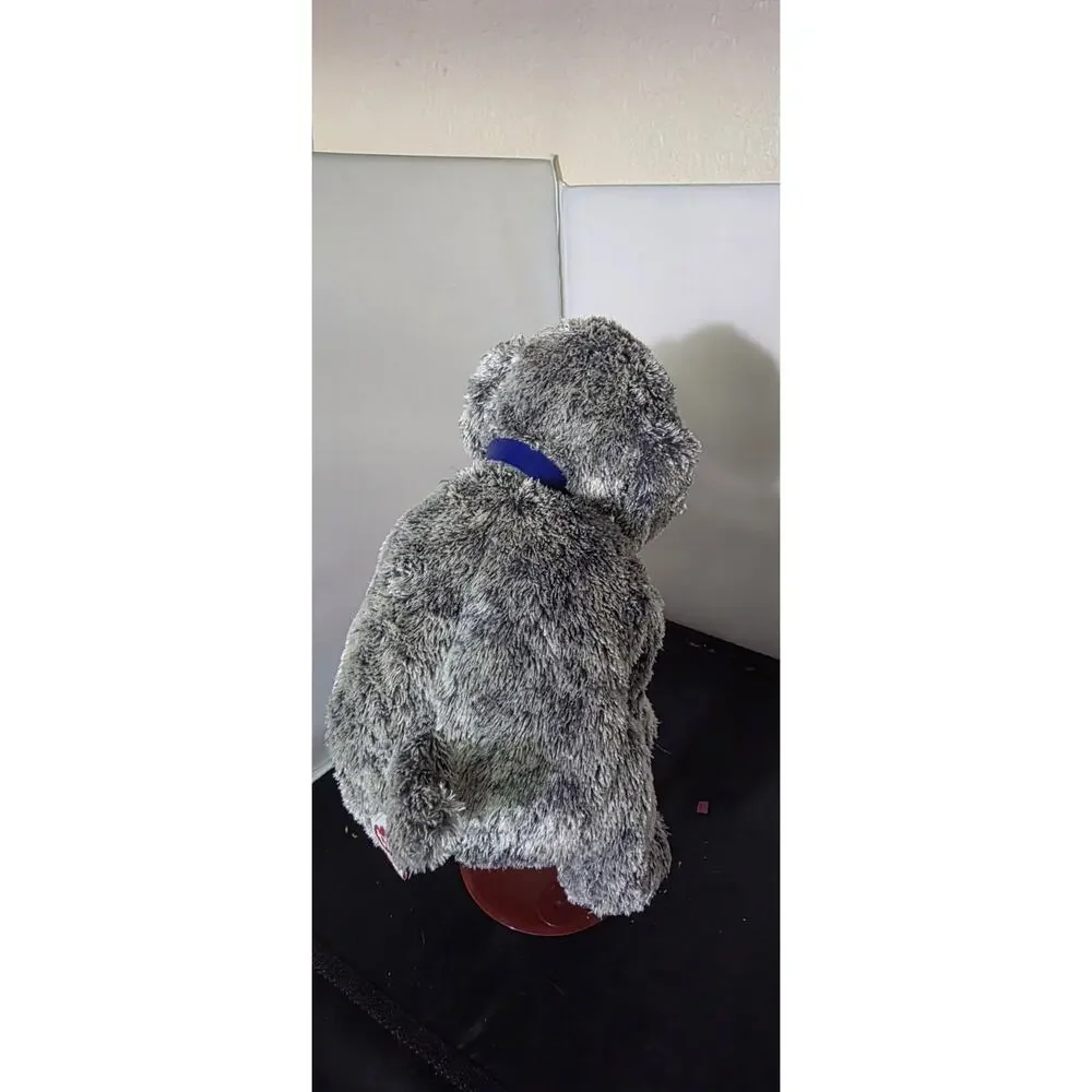 TY Classic Mercury Silver Dog Plush Stuffed Animal Collar TySilk 14 Inch 2003 Z1